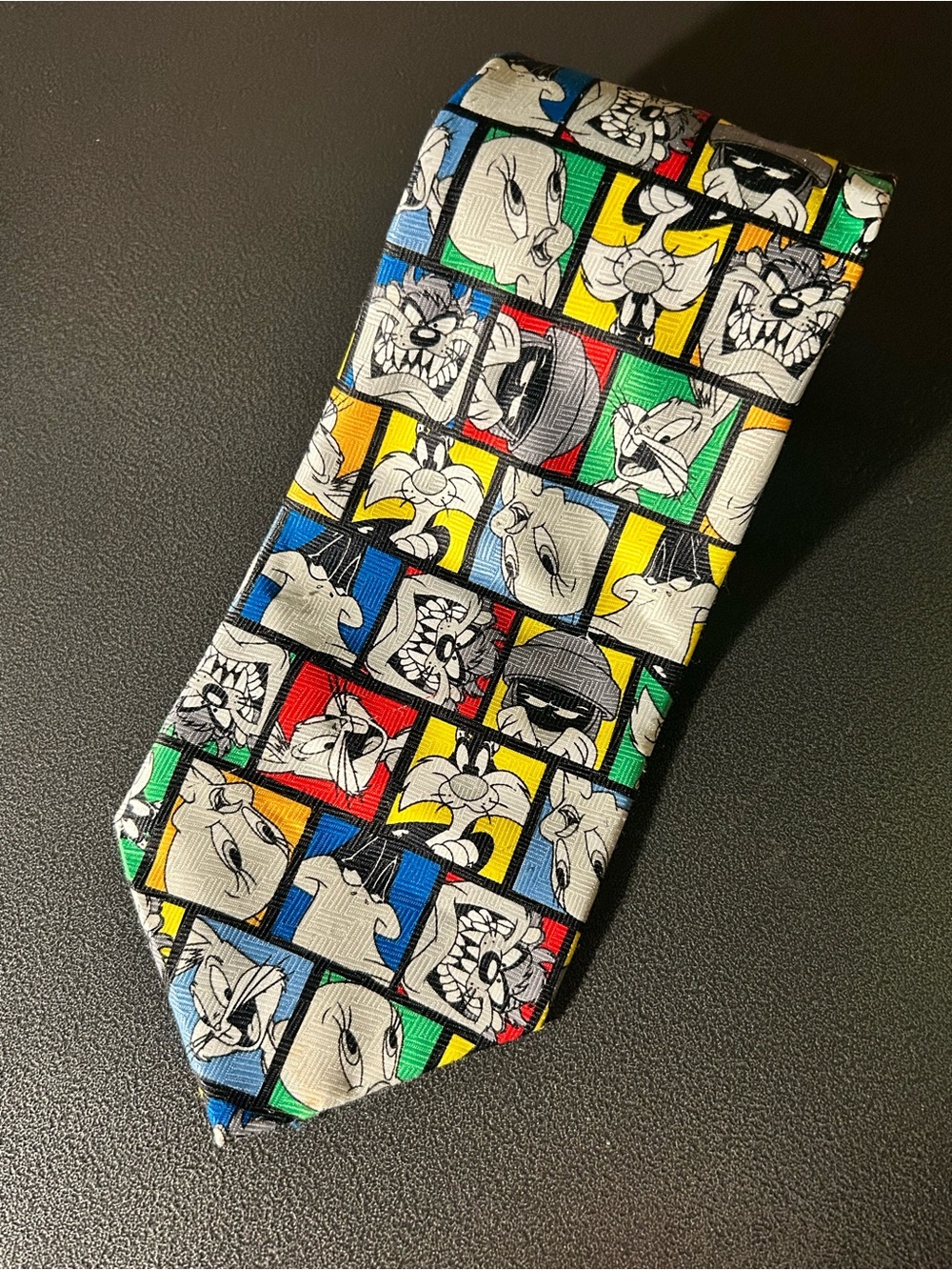 Vintage Looney Tunes Novelty Cartoon Character Tie - Tweety, Marvin the Martian
